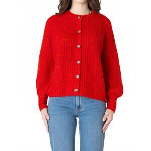 NEW DEX sweet and textured candy cardigan in red